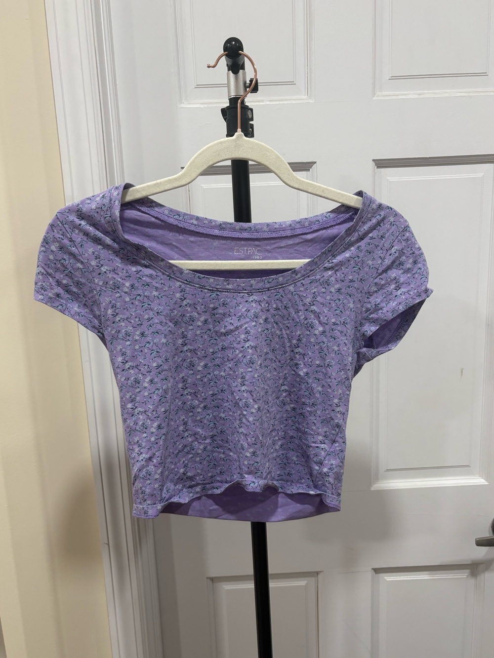 Pacsun Floral Lilac Crop Tee